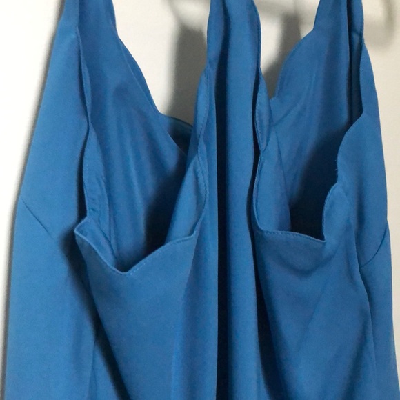 J Crew Blue Scallop Neck Strappy Blouse - Picture 6 of 10